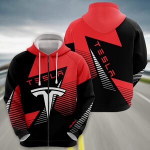 Sportswearmerch Tesla Car Zip Hoodie For Fan