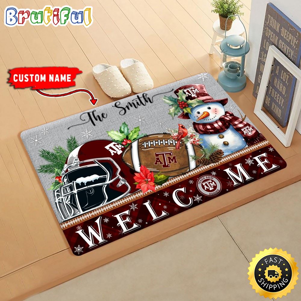 Sportswearmerch Texas A&M Aggies NCAA Christmas Doormat For Fan