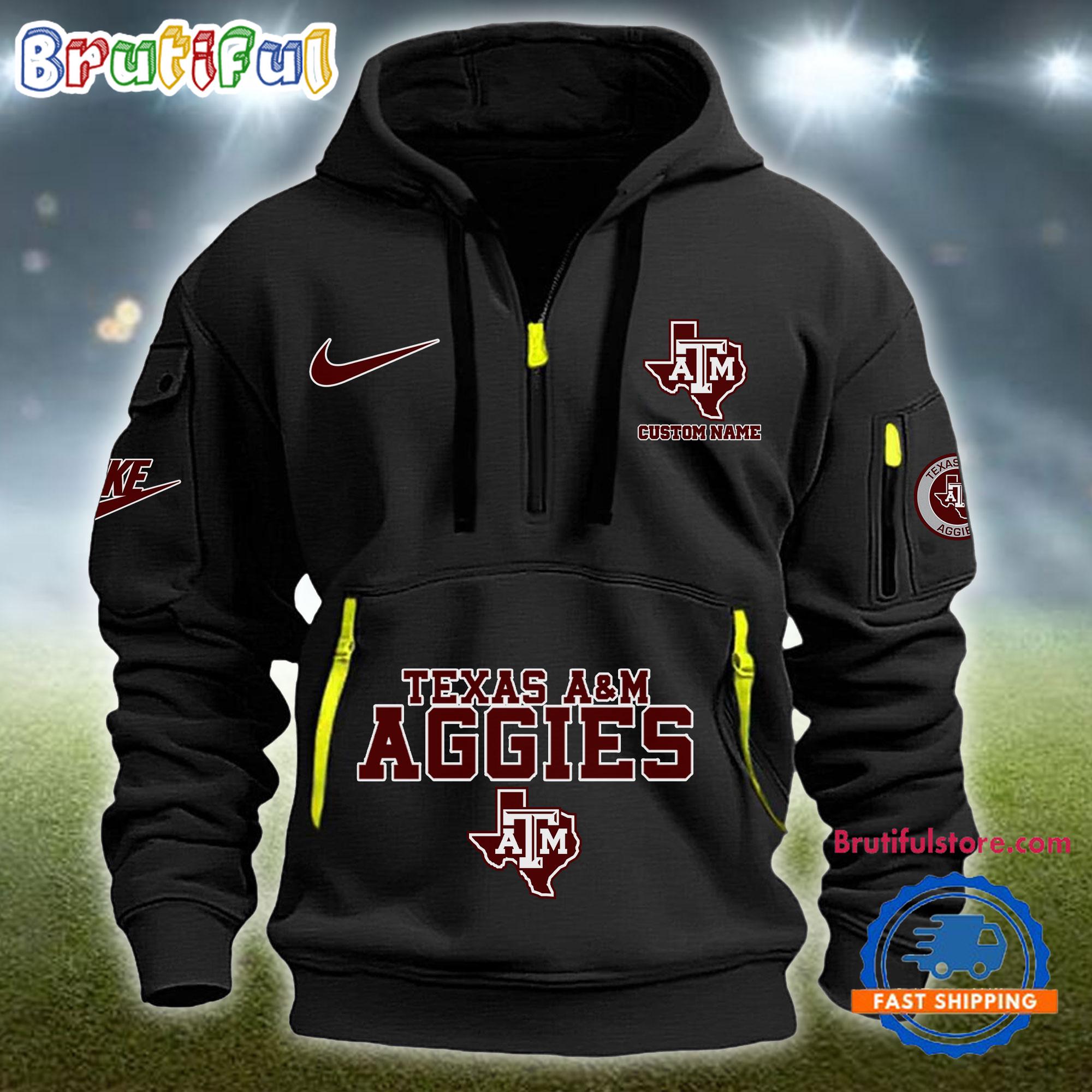Sportswearmerch Texas A&M Aggies NCAA Half Zip Hoodie For Fan