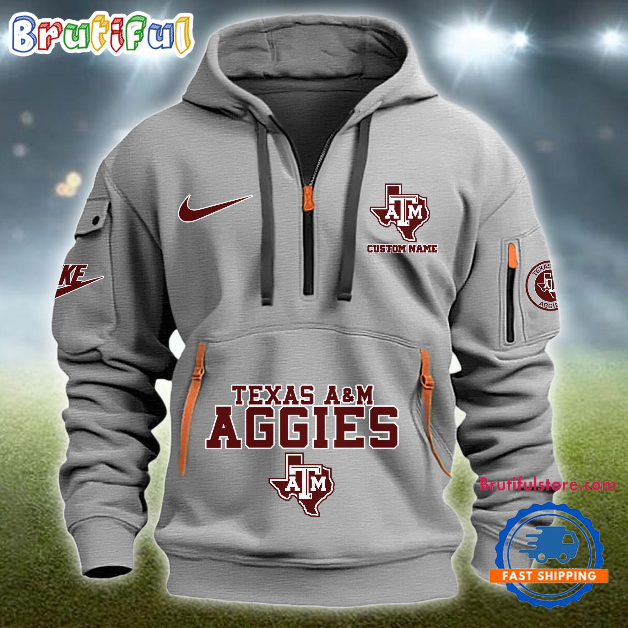 Sportswearmerch Texas A&M Aggies NCAA Half Zip Hoodie For Fan