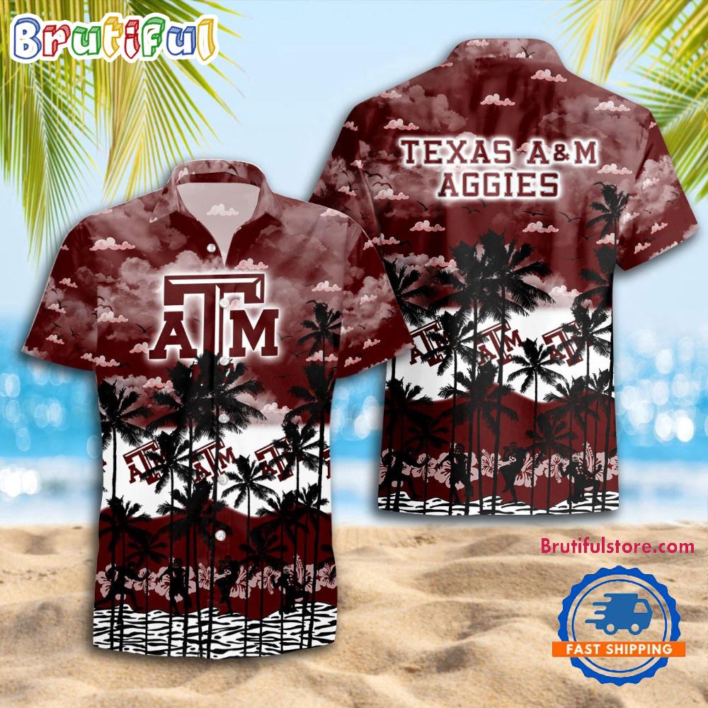 Sportswearmerch Texas A&M Aggies NCAA Palm Tree Personalized Hawaiian Shirt For Fan