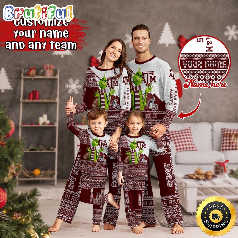 Sportswearmerch Texas A&M Aggies NCAA Personalized Pajamas Family For Fan