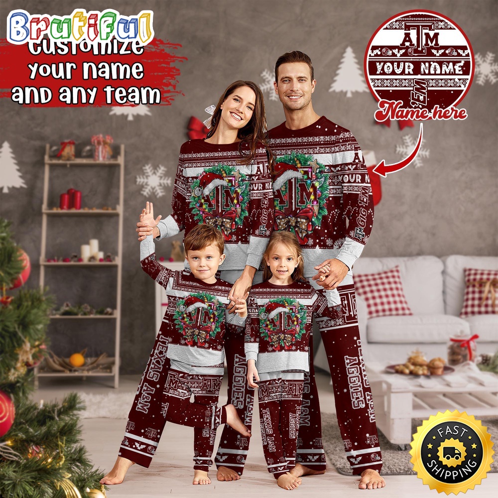 Sportswearmerch Texas A&M Aggies NCAA Personalized Pajamas Family For Fan