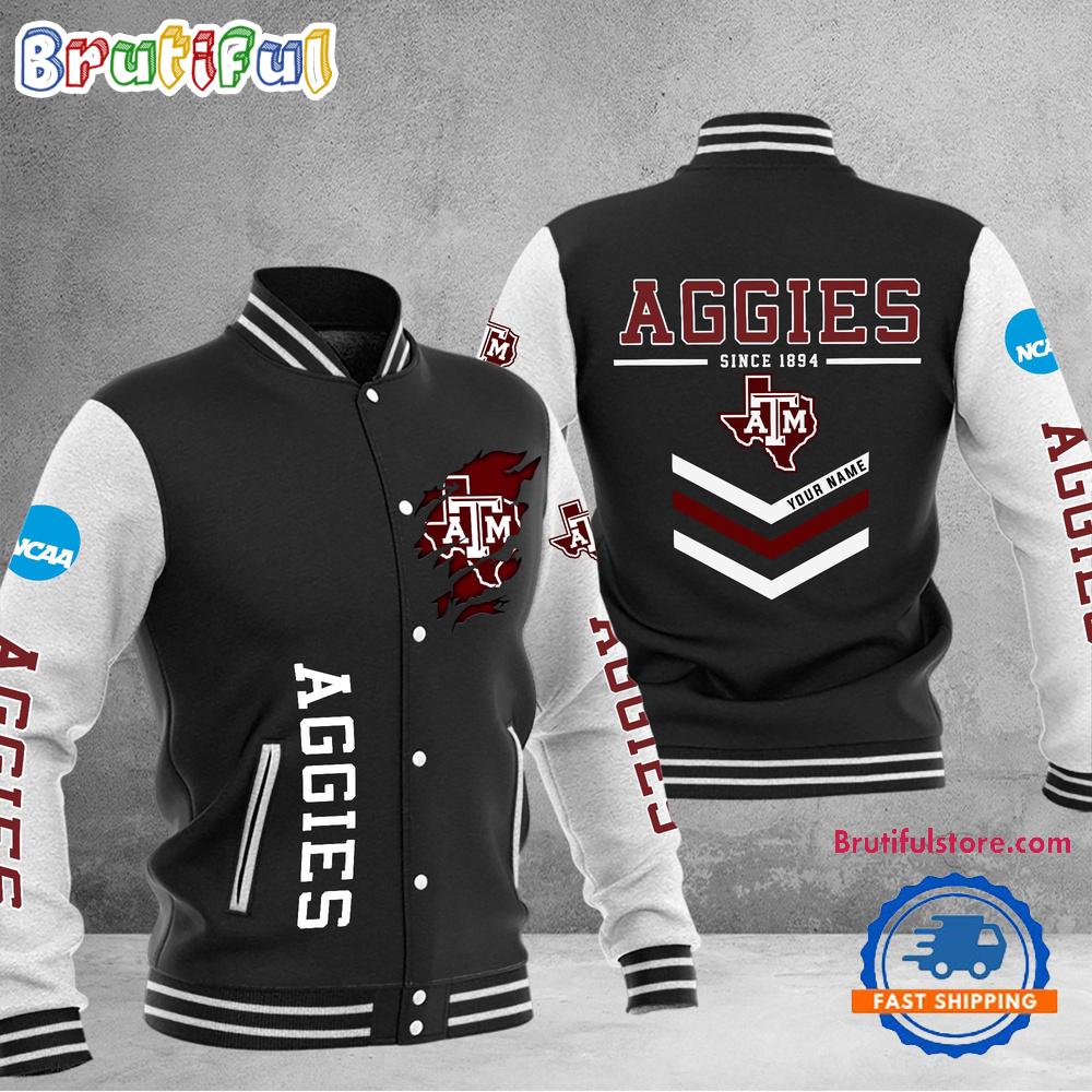 Sportswearmerch Texas A&M Aggies NCAA Personalized Personalized Baseball Jacket For Fan