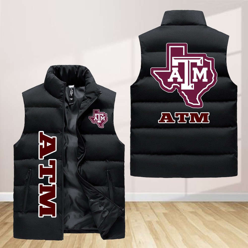 Sportswearmerch Texas A&M Aggies NCAA Sleeveless Puffer Jacket For Fans