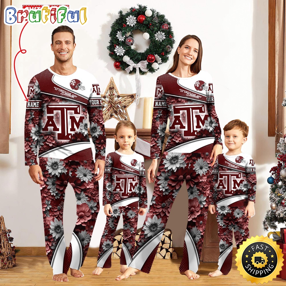 Sportswearmerch Texas A&M Aggies NCAA Sport Fans Personalized Pajamas Family For Fan