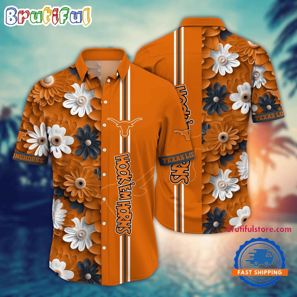 Sportswearmerch Texas Longhorns NCAA Flower Summer Personalized Hawaiian Shirt For Fan