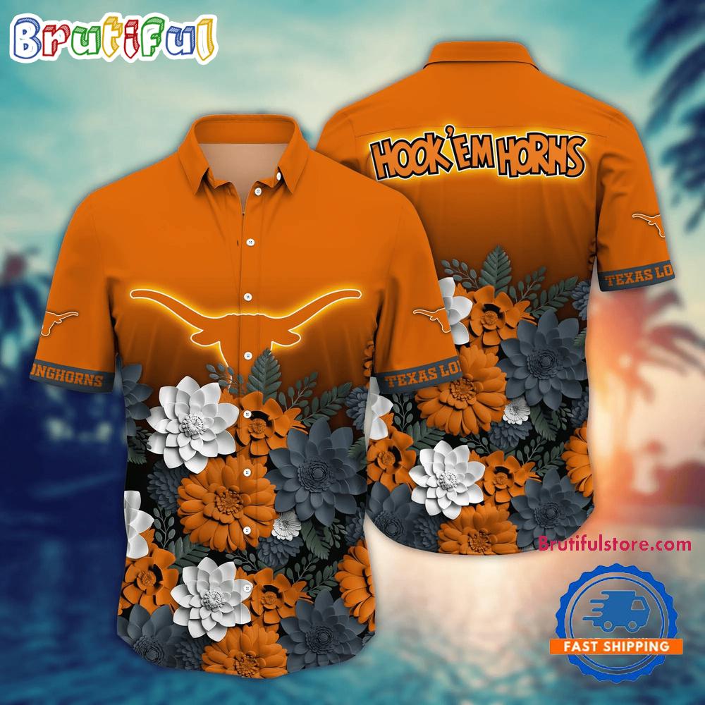Sportswearmerch Texas Longhorns NCAA Flower Tropical Summer Beach Hawaiian Shirt For Fan