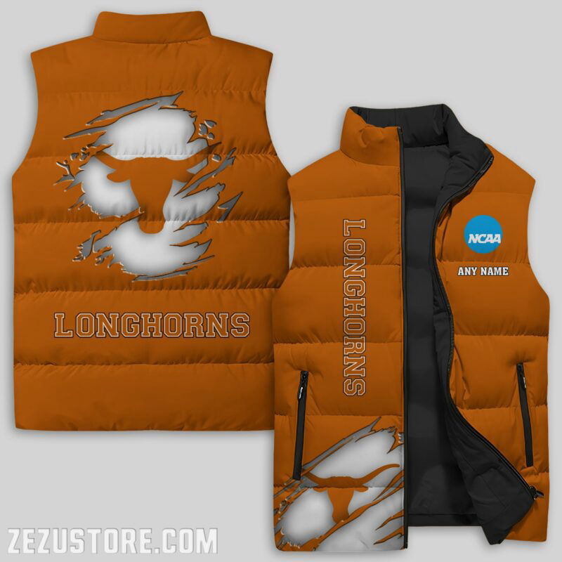 Sportswearmerch Texas Longhorns NCAA NCAA Sleeveless Puffer Jacket For Fans