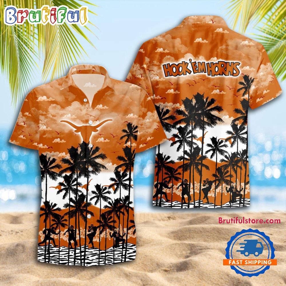 Sportswearmerch Texas Longhorns NCAA Palm Tree Personalized Hawaiian Shirt For Fan