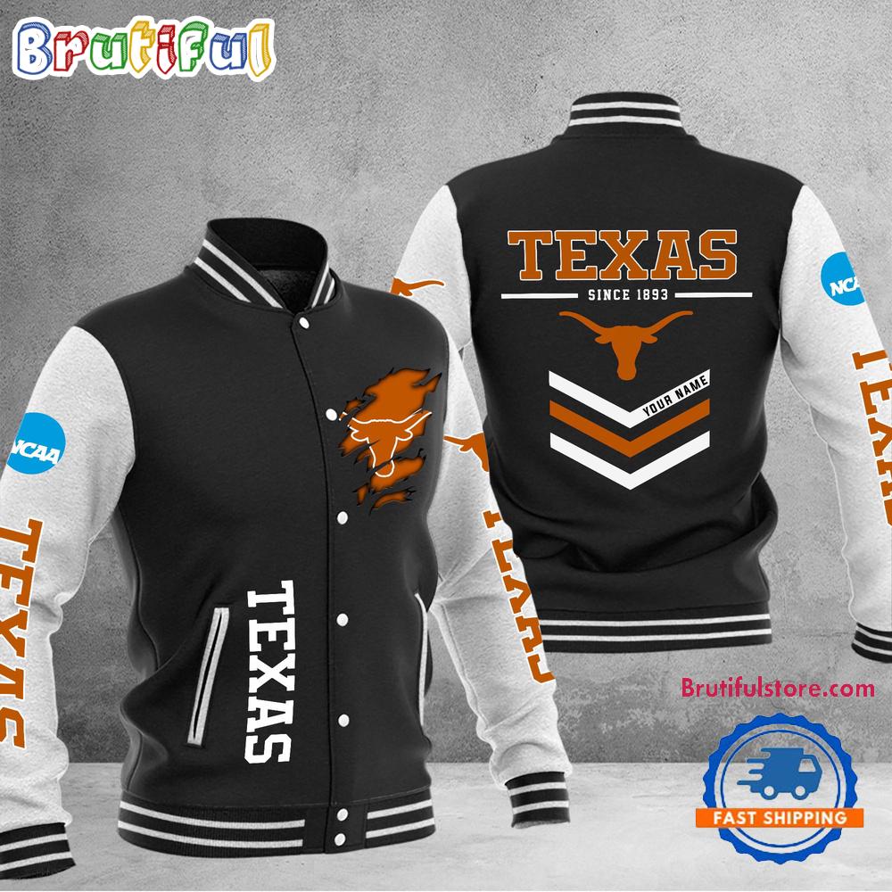 Sportswearmerch Texas Longhorns NCAA Personalized Personalized Baseball Jacket For Fan
