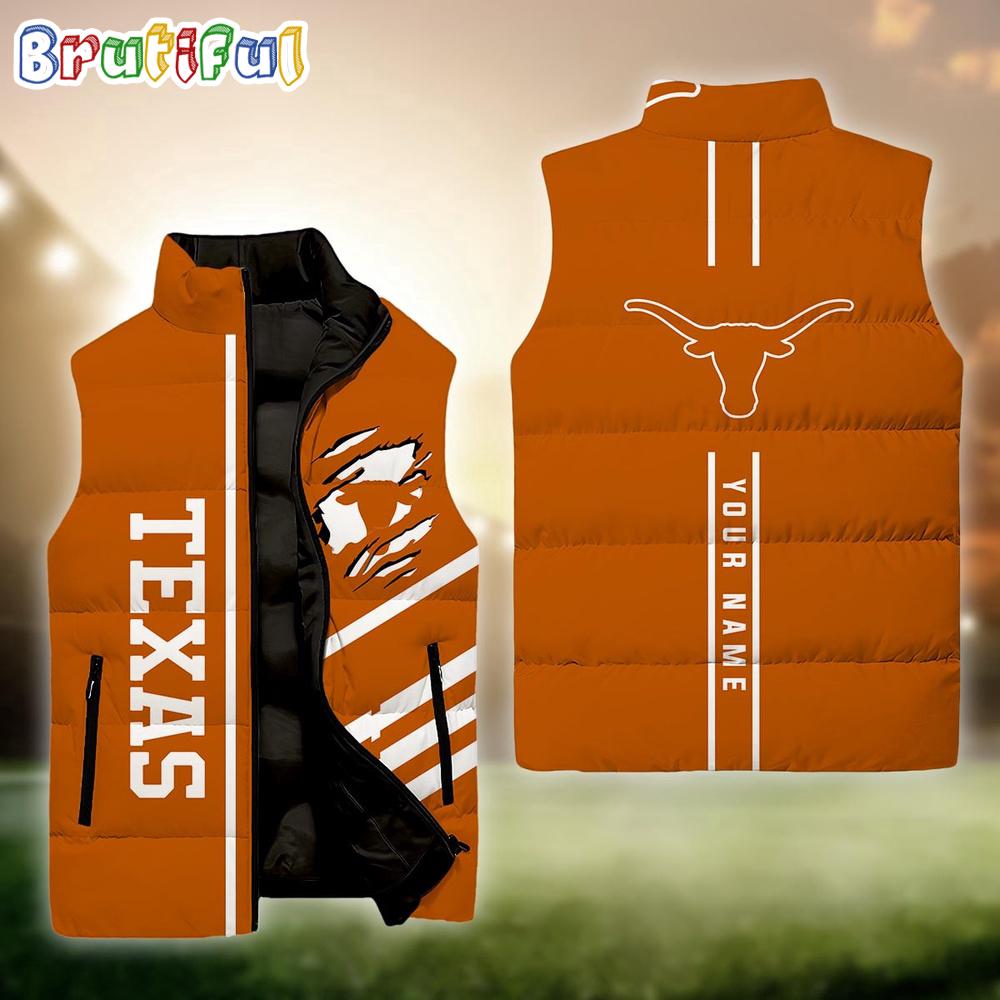 Sportswearmerch Texas Longhorns NCAA Personalized Sleeveless Down Puffer Jacket For Fan