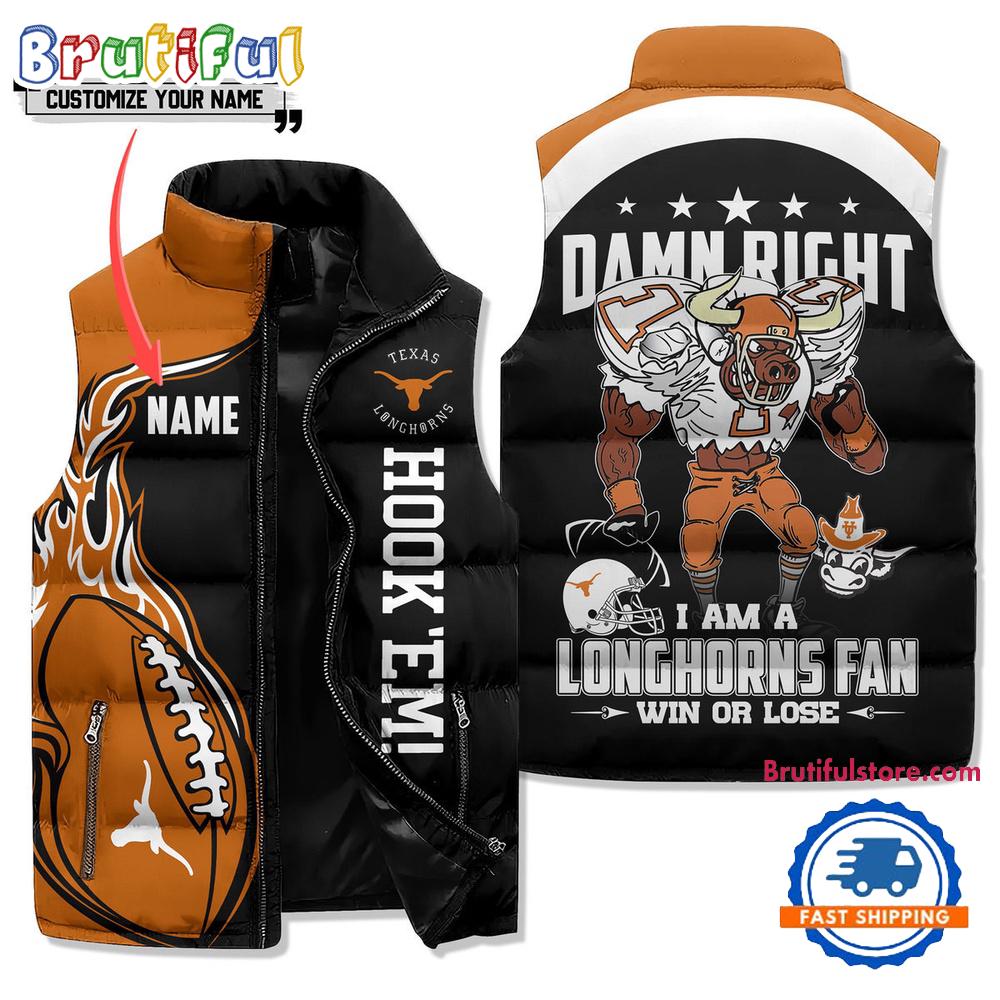 Sportswearmerch Texas Longhorns NCAA Sleeveless Puffer Jacket For Fan