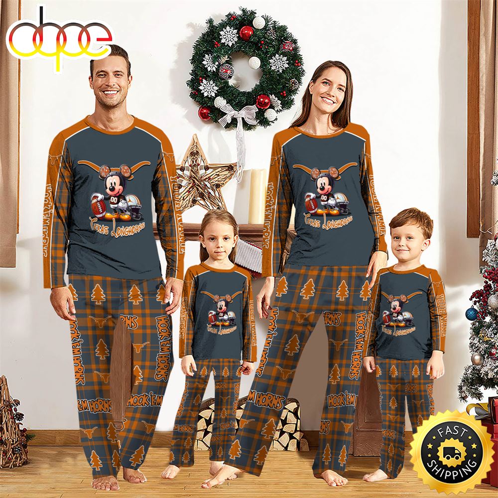 Sportswearmerch Texas Longhorns NCAA x Mickey Mouse Personalized Pajamas Family For Fan