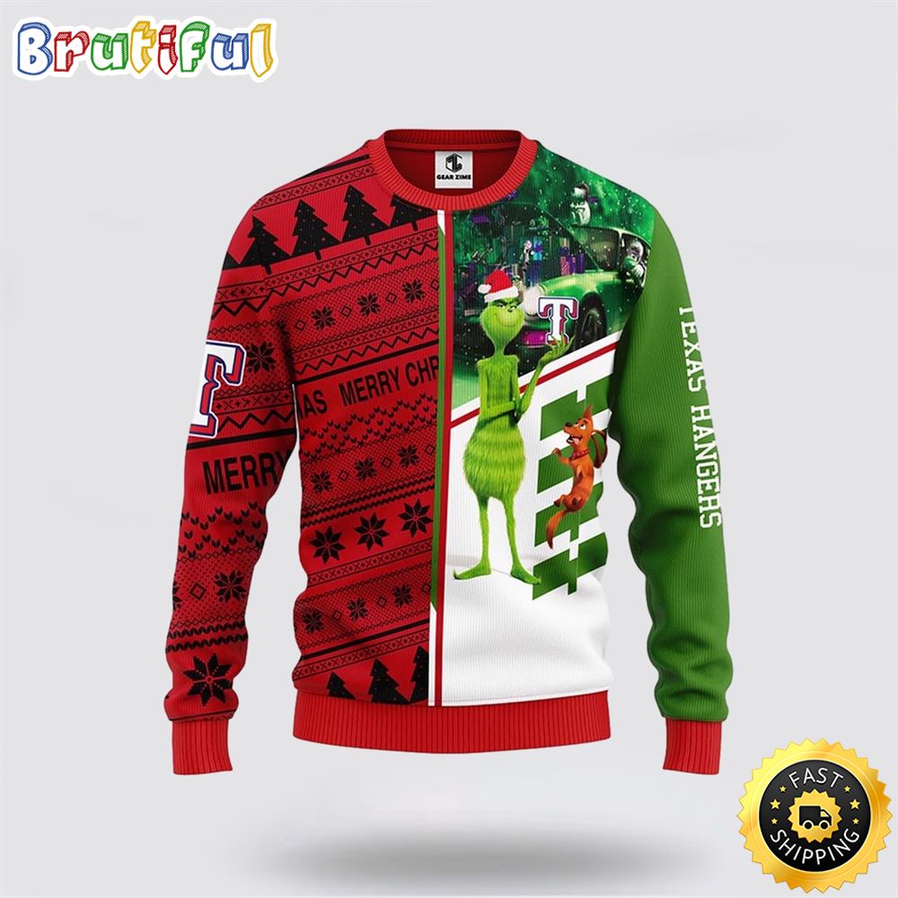 Sportswearmerch Texas Rangers MLB And Grinch And Scooby-Doo Christmas Sweater For Fan