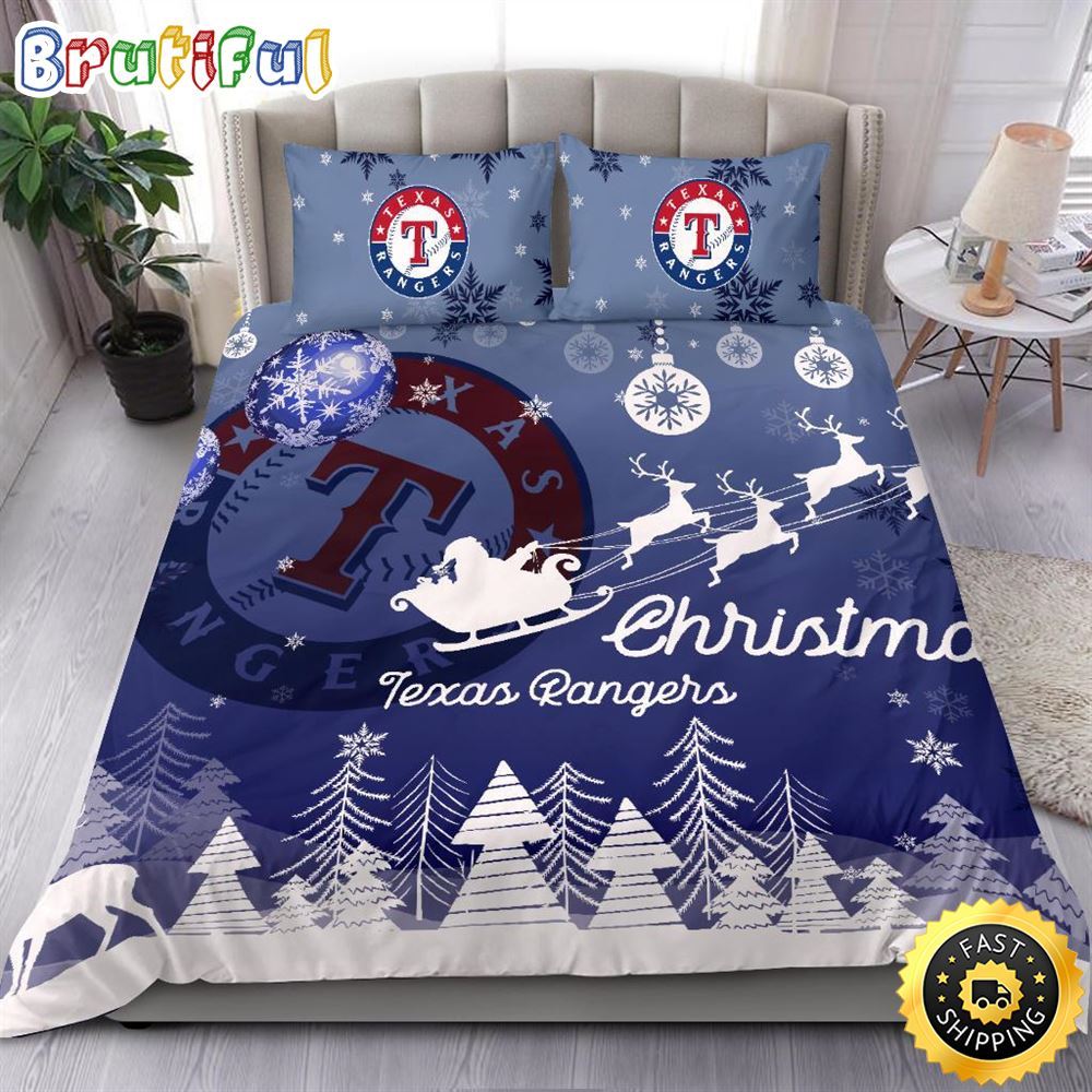Sportswearmerch Texas Rangers MLB Christmas Bedding Sets For Fan