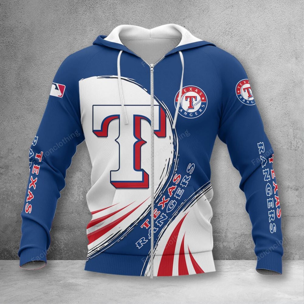 Sportswearmerch Texas Rangers MLB Personalized Zip Hoodie For Fan