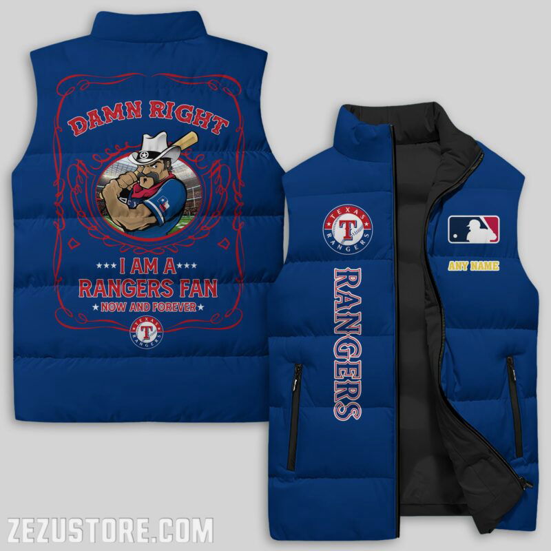 Sportswearmerch Texas Rangers MLB Sleeveless Puffer Jacket For Fans