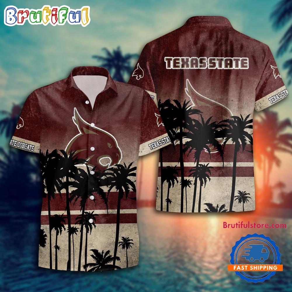 Sportswearmerch Texas State Bobcats Palm Tree Tropical Summer Beach Hawaiian Shirt For Fan