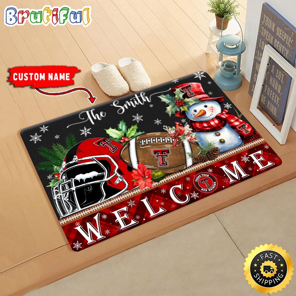 Sportswearmerch Texas Tech Red Raiders NCAA Christmas Doormat For Fan