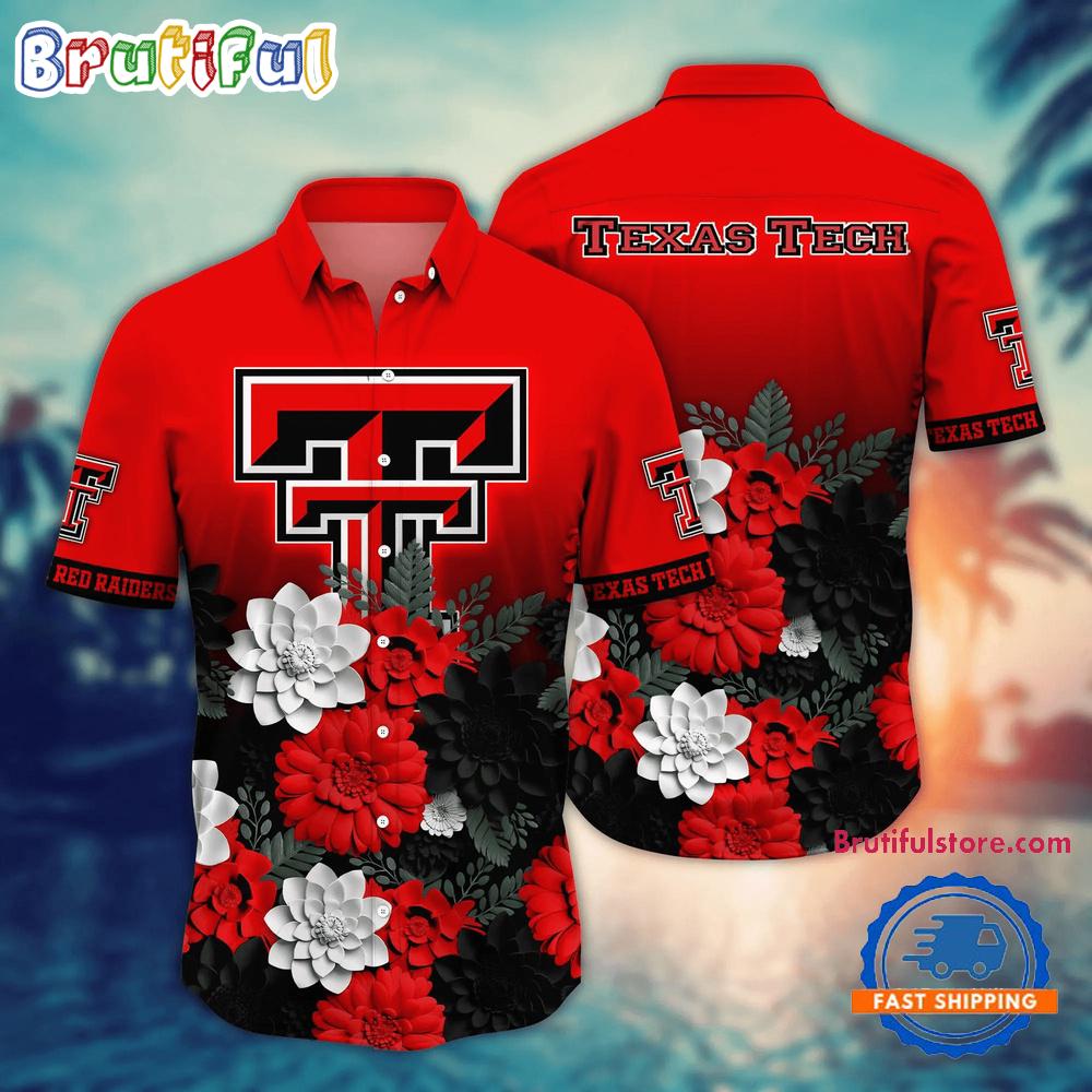 Sportswearmerch Texas Tech Red Raiders NCAA Flower Tropical Summer Beach Hawaiian Shirt For Fan