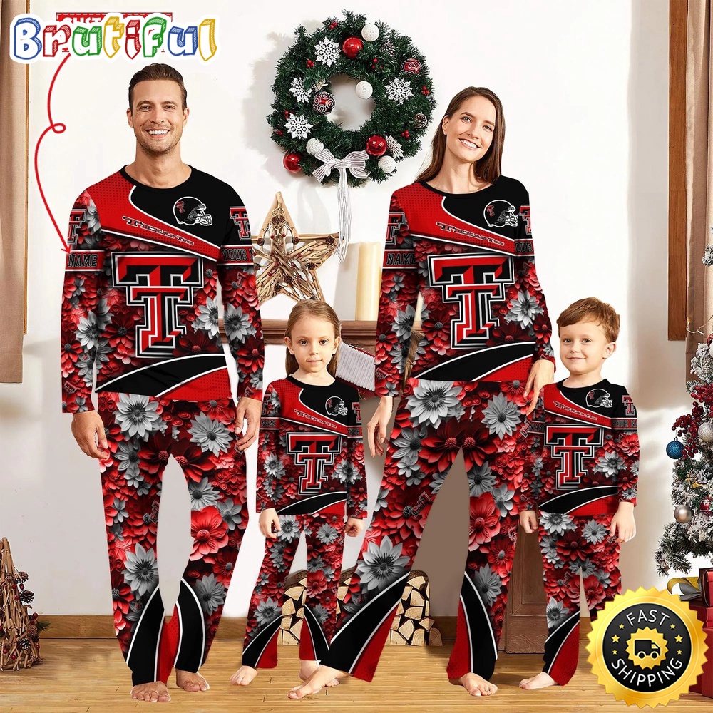 Sportswearmerch Texas Tech Red Raiders NCAA Sport Fans Personalized Pajamas Family For Fan