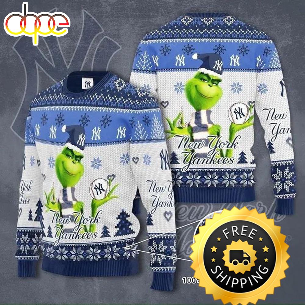 Sportswearmerch The Grinch x New York Yankees MLB Ugly Christmas Sweater For Fan