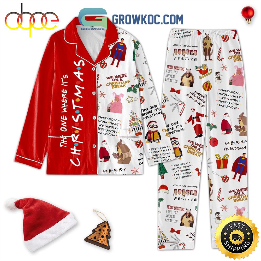 Sportswearmerch The One Where It's Christmas Happy Holidays Friends Christmas Personalized Pajamas For Fan