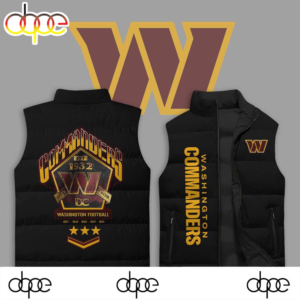 Sportswearmerch The Wild Collective Black Washington Commanders NFL Personalized Sleeveless Puffer Jacket For Fan
