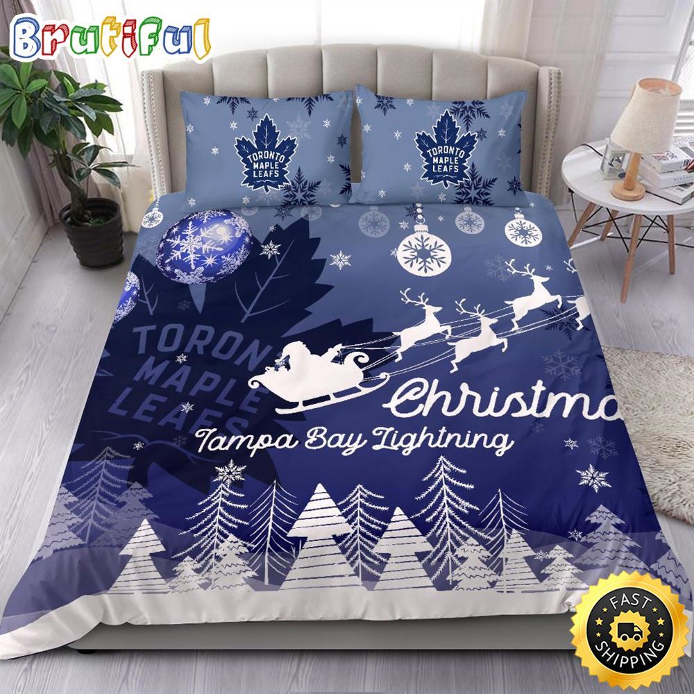 Sportswearmerch Toronto Maple Leafs NHL Christmas Bedding Sets For Fan