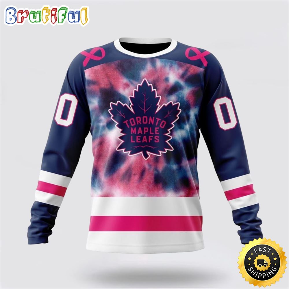 Sportswearmerch Toronto Maple Leafs NHL Crewneck Pink October Fight Breast Cancer Personalized Sweater For Fan