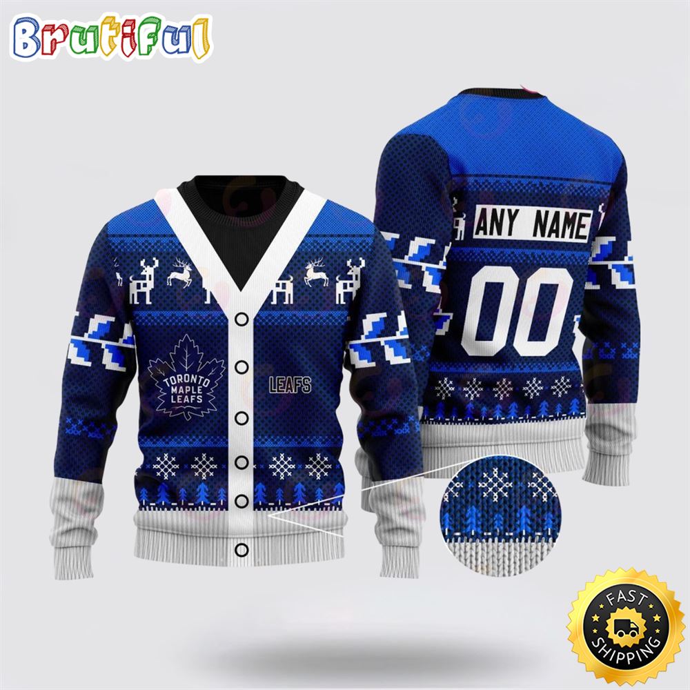 Sportswearmerch Toronto Maple Leafs NHL Elk Pattern Personalized Christmas Sweater For Fan