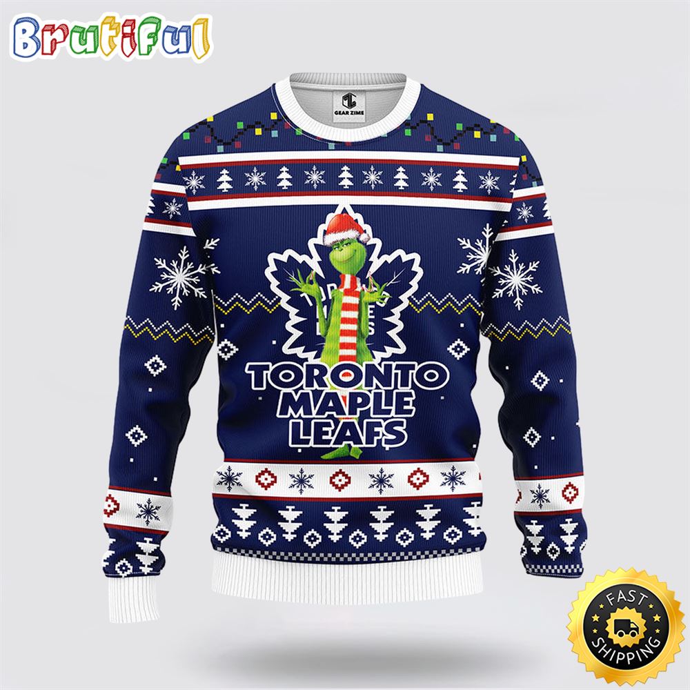 Sportswearmerch Toronto Maple Leafs NHL Funny Grinch Ugly Christmas Sweater For Fan