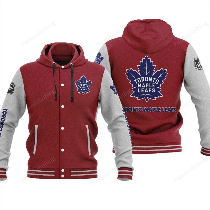 Sportswearmerch Toronto Maple Leafs NHL Personalized Hooded Baseball Jacket For Fan