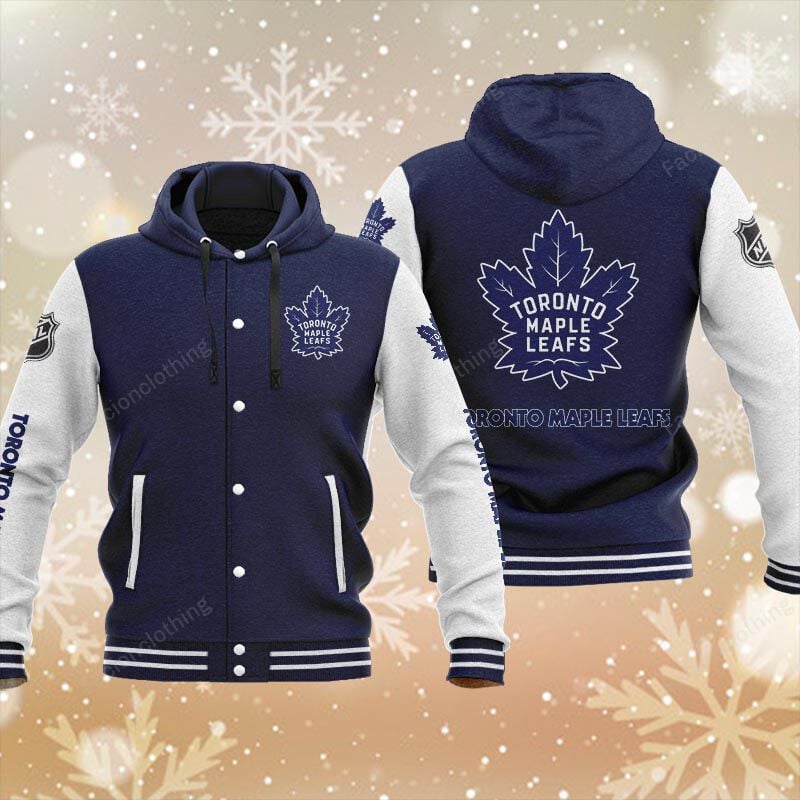 Sportswearmerch Toronto Maple Leafs NHL Personalized Hooded Baseball Jacket For Fan