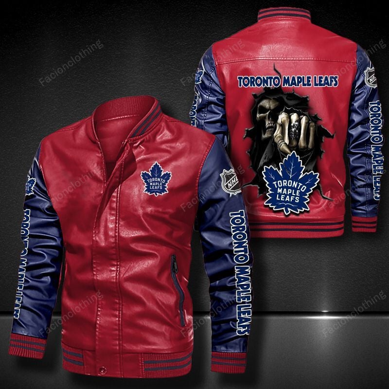 Sportswearmerch Toronto Maple Leafs NHL Personalized Leather Bomber For Fan