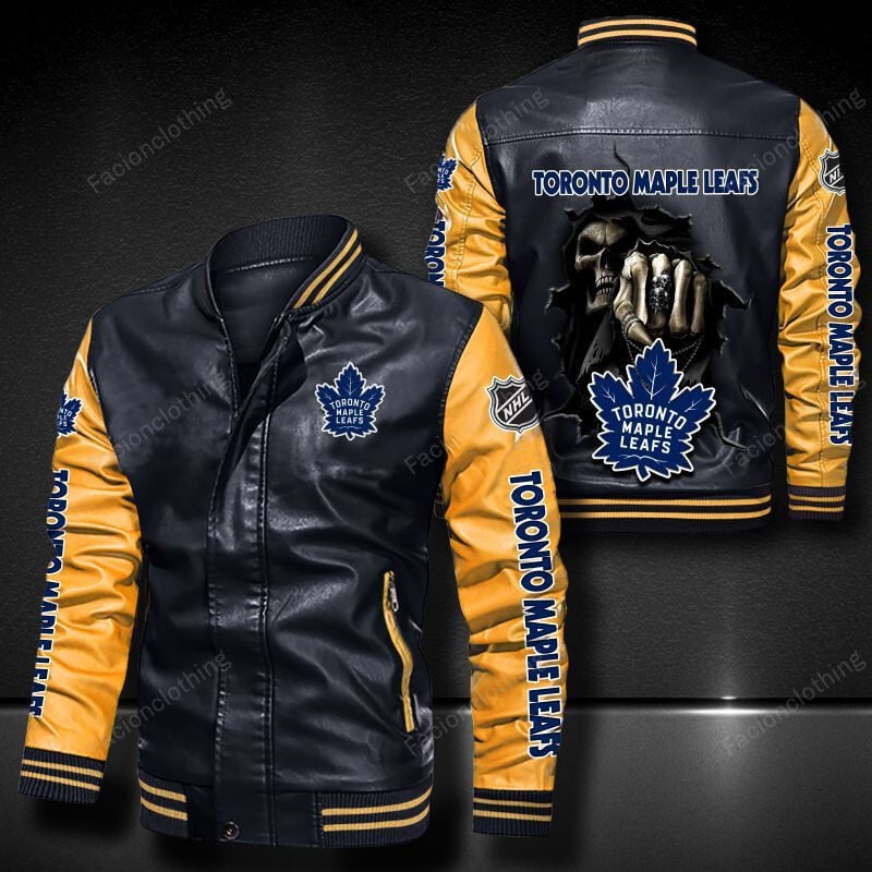 Sportswearmerch Toronto Maple Leafs NHL Personalized Leather Bomber For Fan