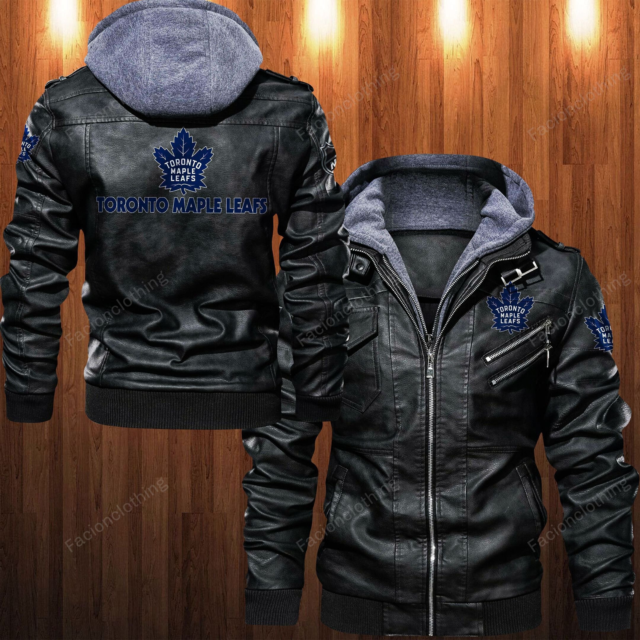Sportswearmerch Toronto Maple Leafs NHL Personalized Zip Hoodie Leather Jacket For Fan