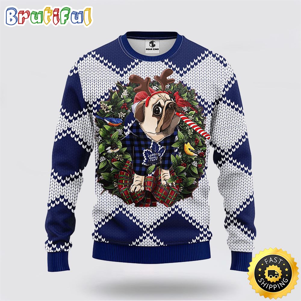Sportswearmerch Toronto Maple Leafs NHL Pub Dog Ugly Christmas Sweater For Fan