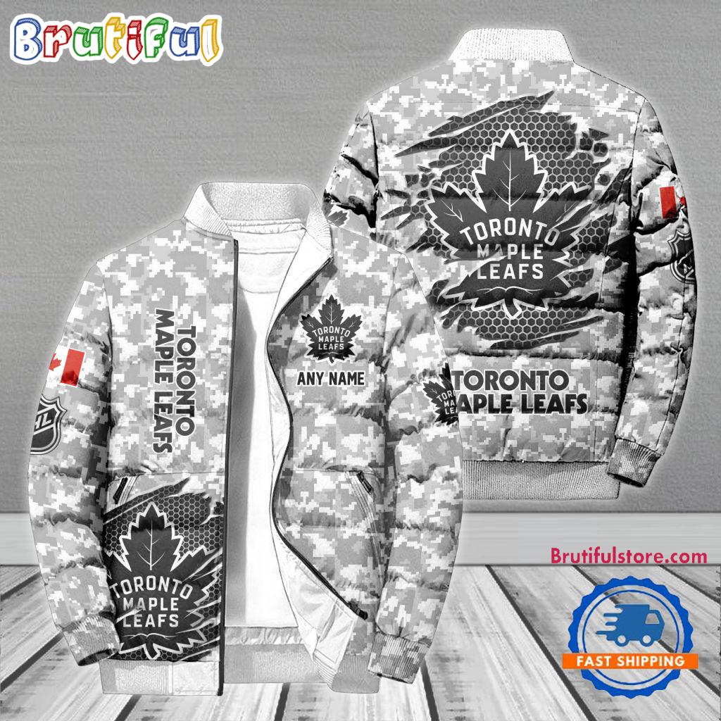 Sportswearmerch Toronto Maple Leafs NHL Special Camo Honor Veterans Puffer Jacket For Fan