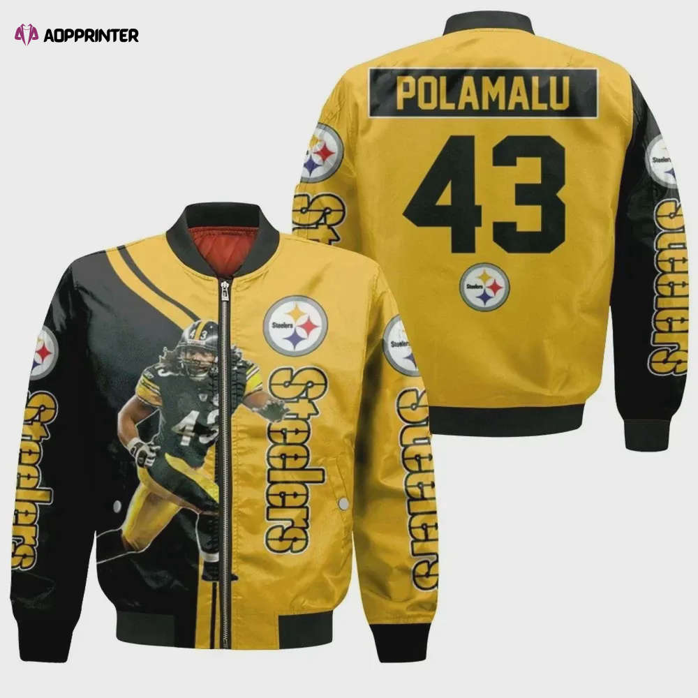 Sportswearmerch Troy Polamalu Pittsburgh Steelers NFL Player Bomber Jacket For Fan