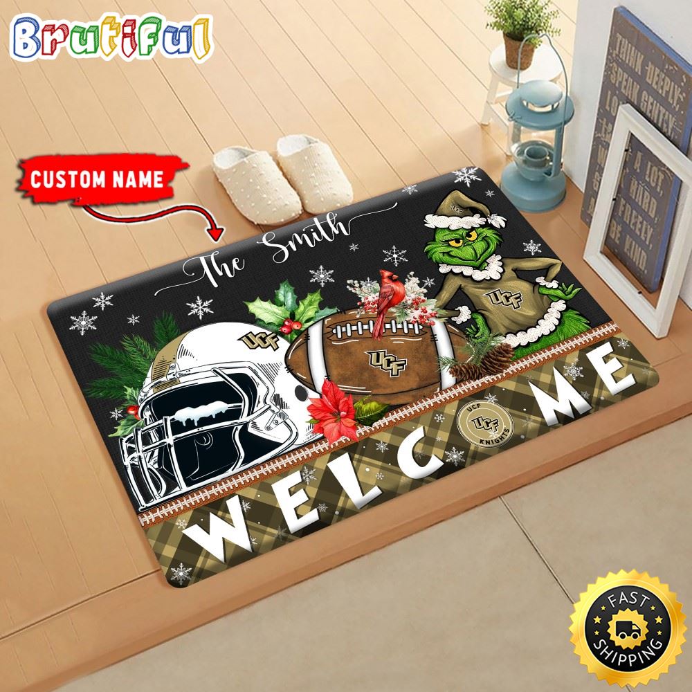 Sportswearmerch UCF Knights NCAA Grinch Christmas Doormat For Fan