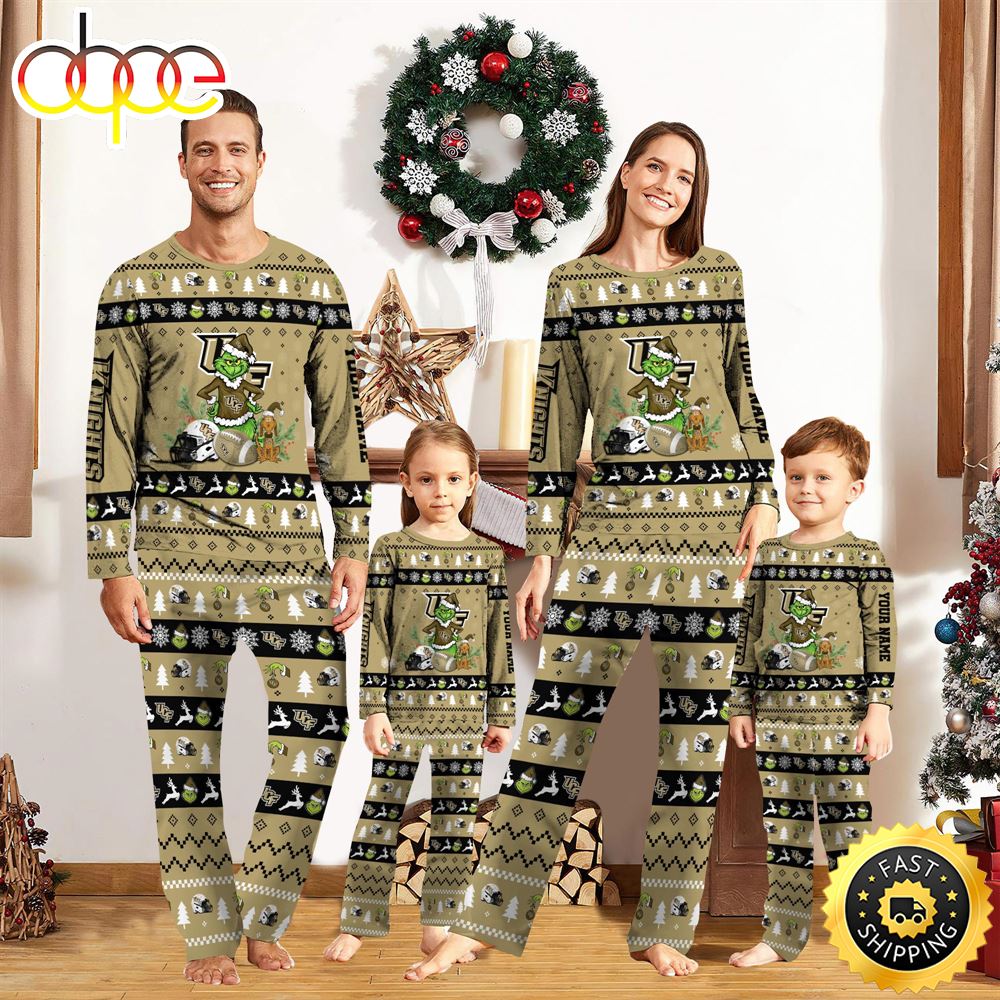 Sportswearmerch UCF Knights NCAA Grinch Christmas Personalized Pajamas For Fan