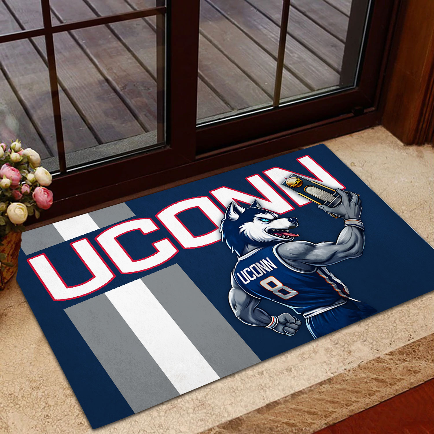 Sportswearmerch UConn Huskies NCAA Men's Basketball Custom Doormat For Fan