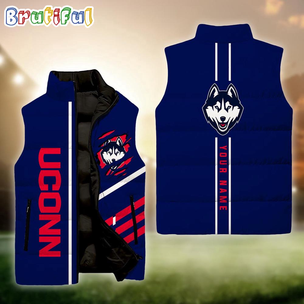 Sportswearmerch Uconn Huskies NCAA Personalized Sleeveless Down Puffer Jacket For Fan