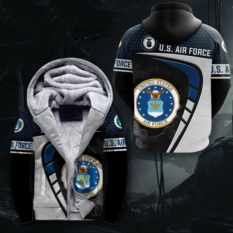 Sportswearmerch United States Air Force Army Personalized Fashion Fleece Zip Hoodie Jacket For Fan