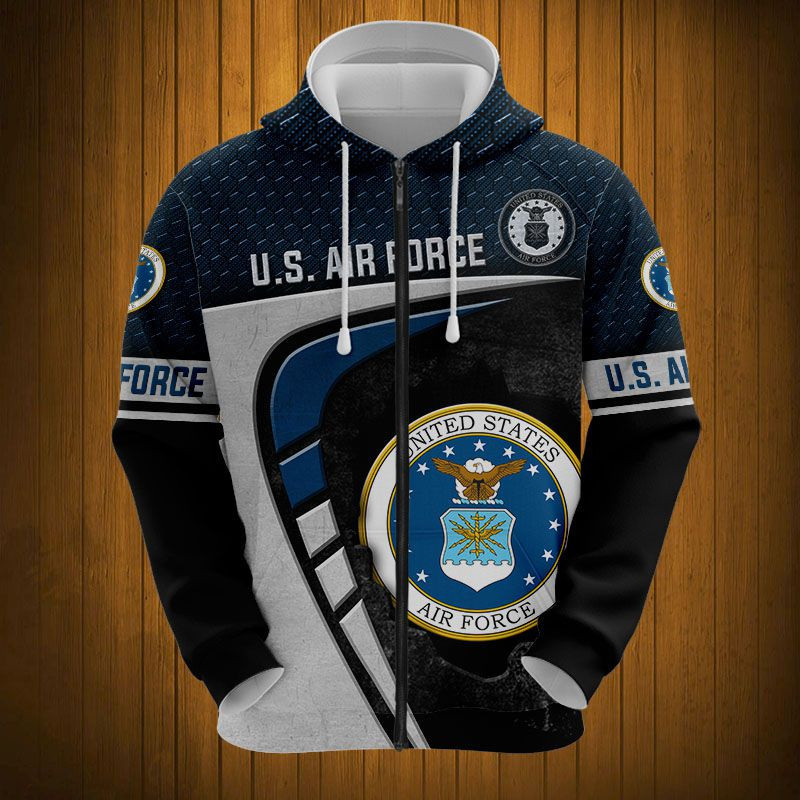 Sportswearmerch United States Air Force Army Personalized Fashion Zip Hoodie For Fan