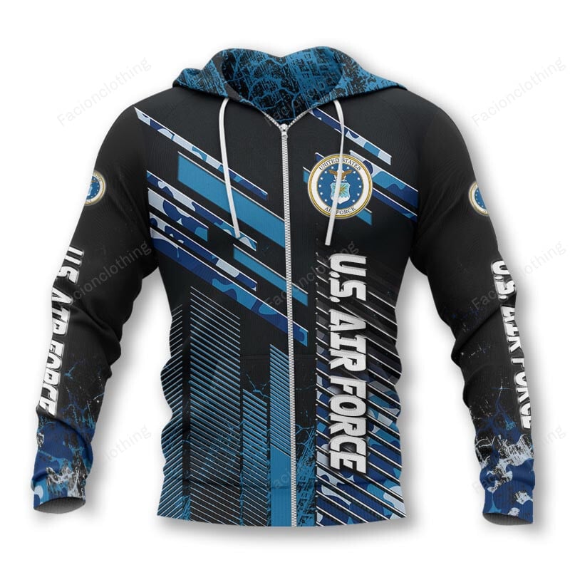 Sportswearmerch United States Air Force Personalized Zip Hoodie For Fan