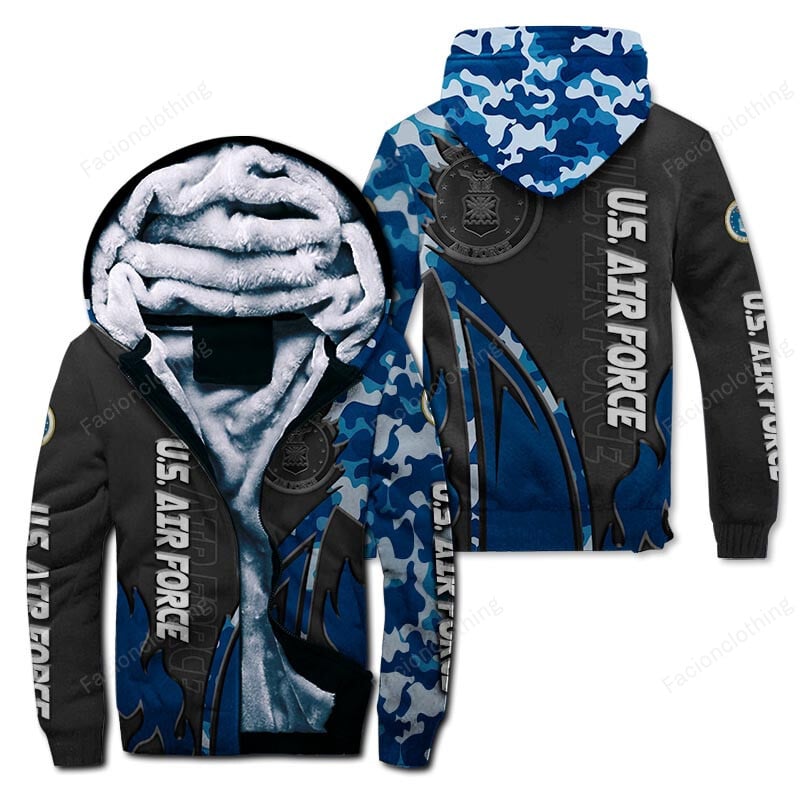 Sportswearmerch United States Air Force Personalized Zip Hoodie Velvet Hoodie For Fan