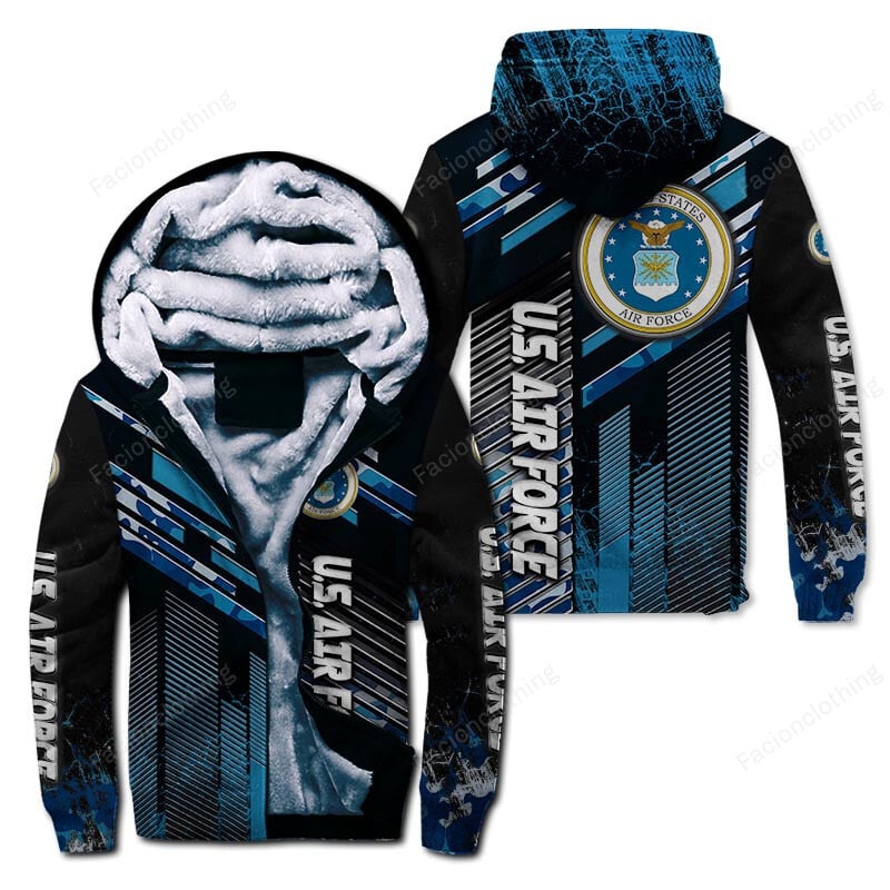 Sportswearmerch United States Air Force Personalized Zip Hoodie Velvet Hoodie For Fan